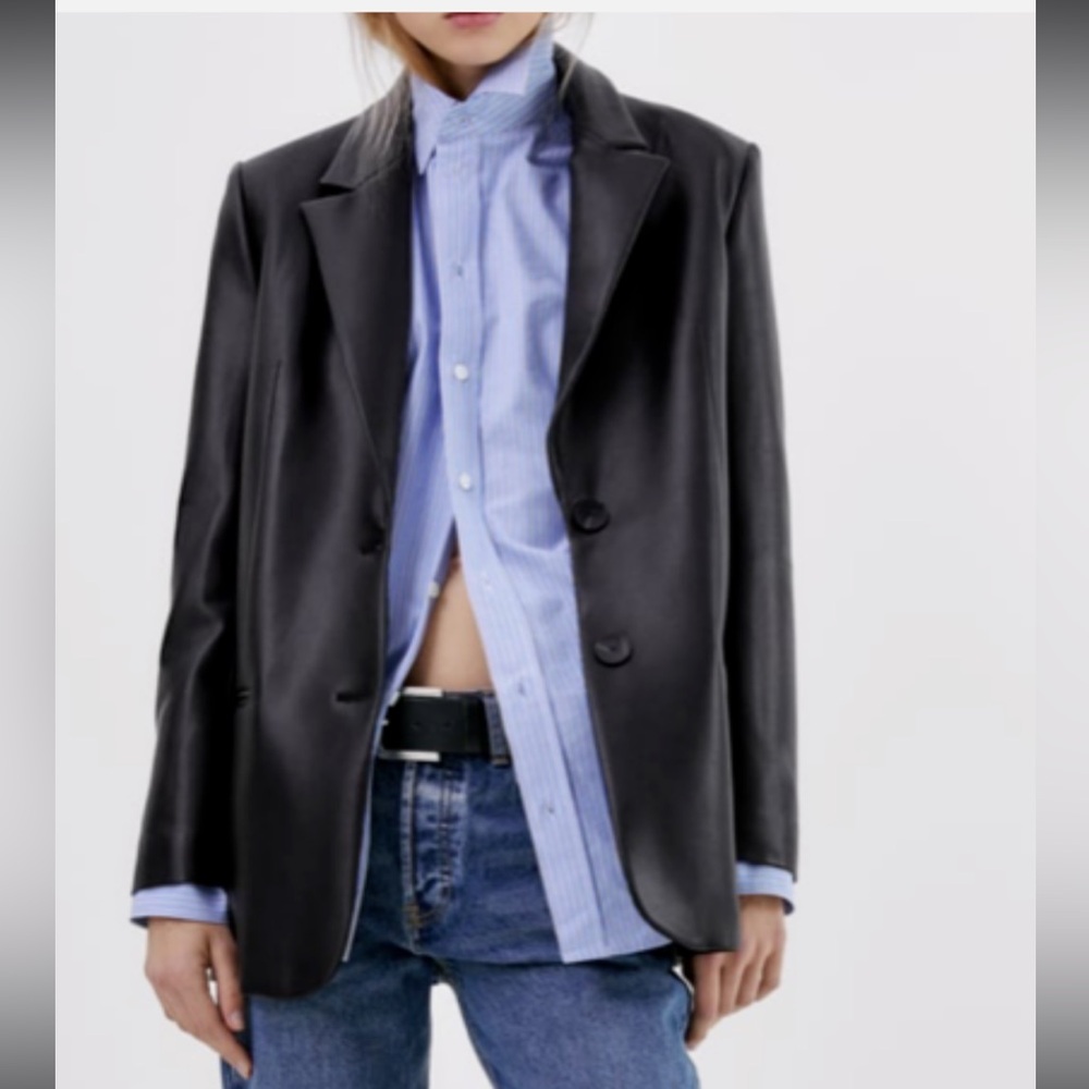 Zara Faux Leather Blazer
